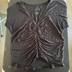 American Eagle Outfitters Black Ruched Crop Top